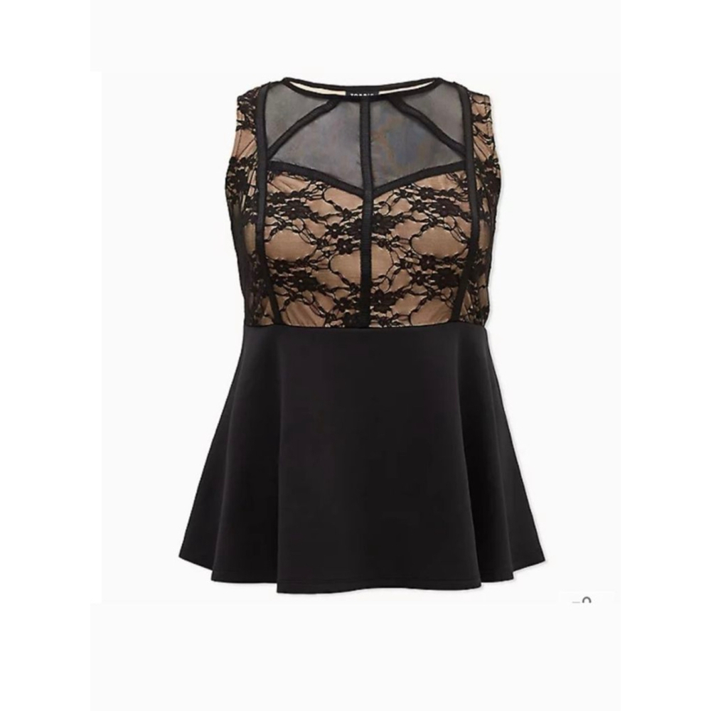 Torrid Black Lace Sz 5X peplum biker chick diva Vamp Witchy Sexy top